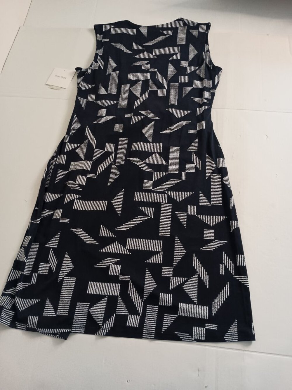 Ellen Tracy Navy White Sleeveless Spliced V-Neck Dress NWT Large - Picture 7 of 16